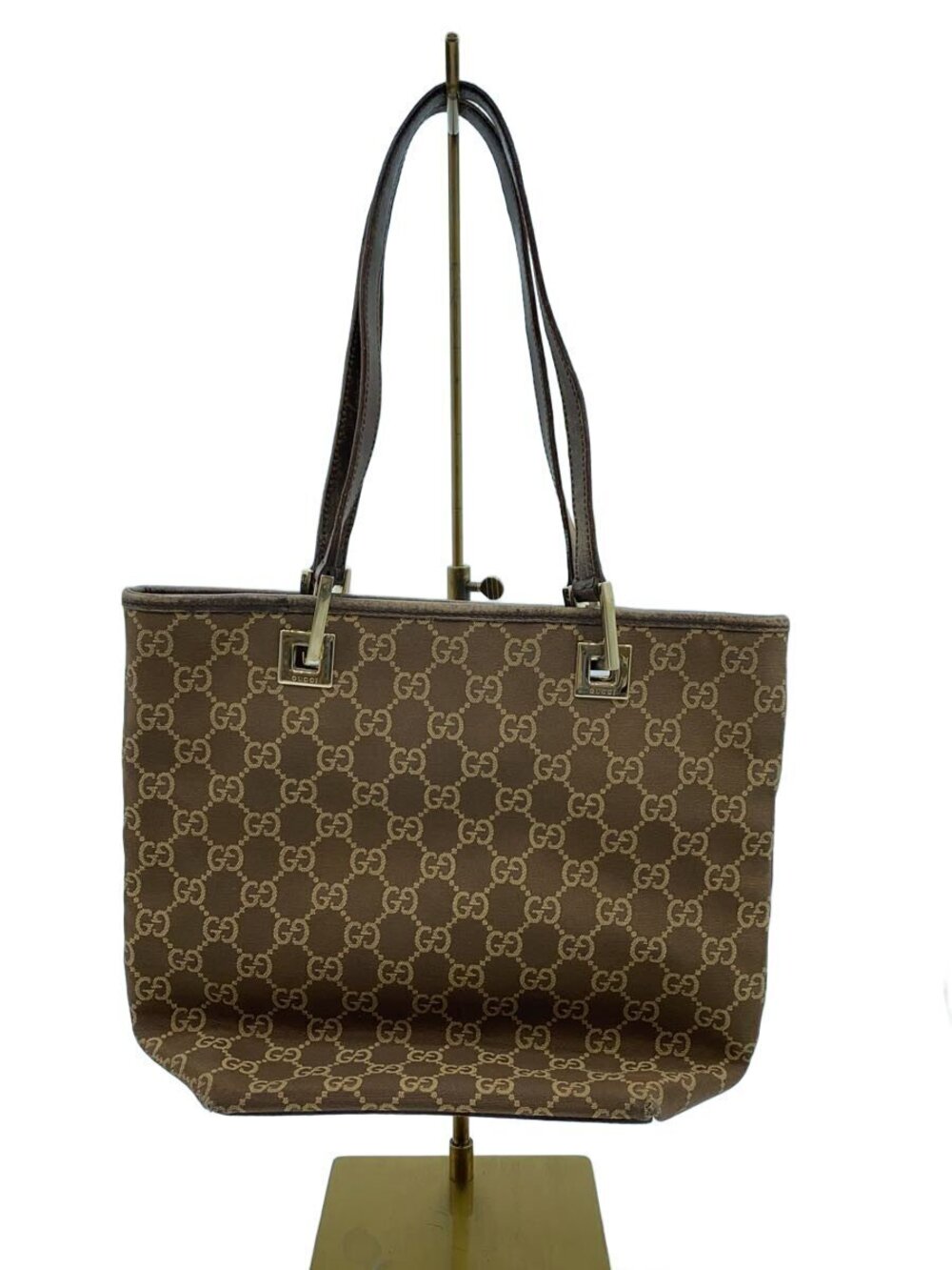Gucci brown GG Canvas Tote Bag interlocking GG monogram leather